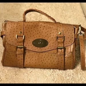 Beige ostrich skin look handbag